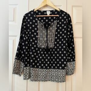Chico's Cotton Rayon Blend Beaded Top Size 3